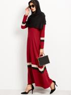 Shein Muslim Patchwork Long Sleeve Islamic Kaftan Abaya Maxi Dress