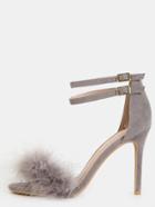 Shein Single Sole Feather High Heels Gray