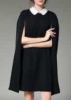 Shein Black Lapel Elegance Cape Dress