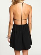 Shein Black Halter Open Back Dress