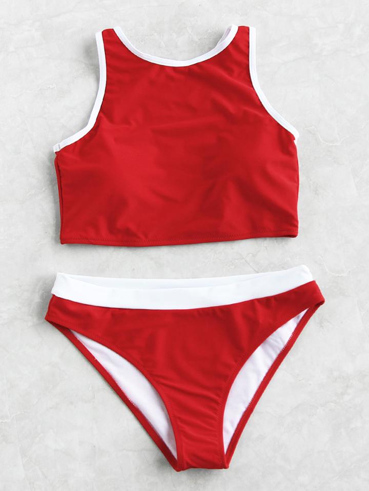 Shein Contrast Trim Tankini Set