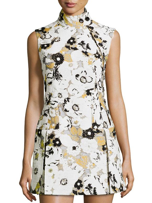 Shein White Collar Sleeveless Print Dress