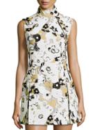 Shein White Collar Sleeveless Print Dress