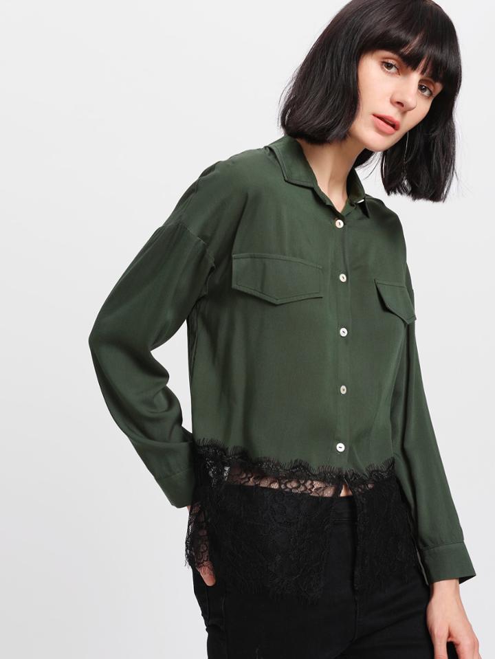 Shein Drop Shoulder Button Up Shirt