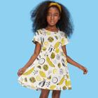 Shein Girls Allover Fruit Print Fit & Flare Dress
