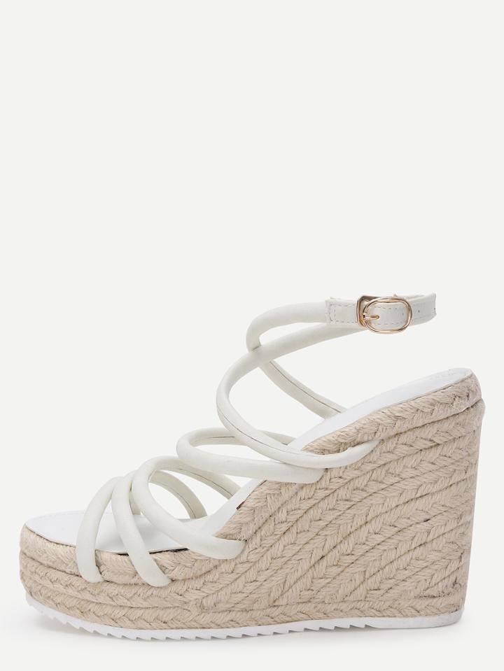 Shein White Strappy Espadrille Wedge Sandals