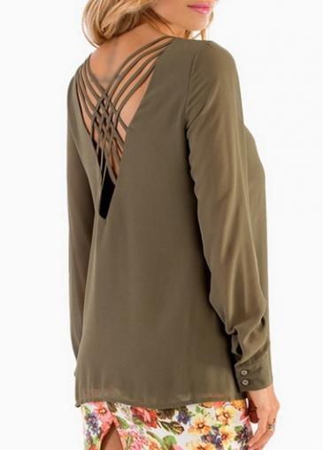 Rosewe Fabulous Hollow Design Round Neck Long Sleeve T Shirt
