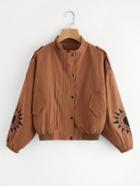 Shein Lantern Sleeve Embroidered Jacket
