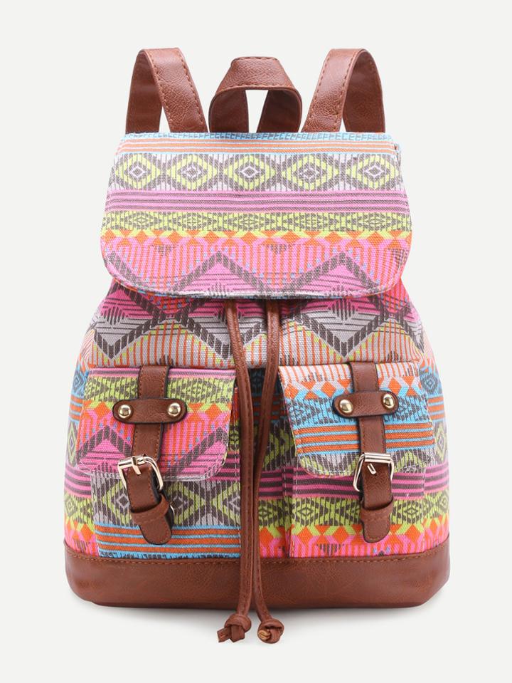Shein Front Double Pocket Boho Backpack