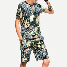 Shein Men Animal Print Tee With Shorts