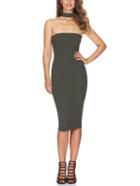Shein Army Green Halter Strapless Slim Bodycon Dress