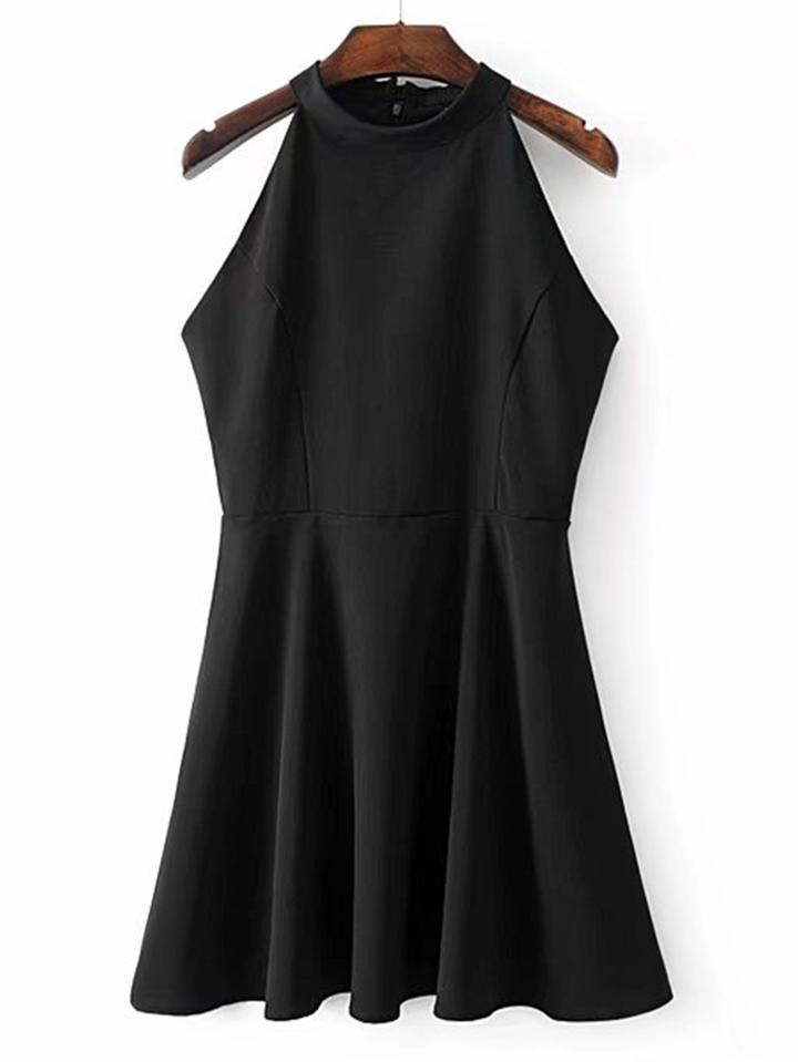 Shein Halterneck Tie Back Sleeveless A Line Dress