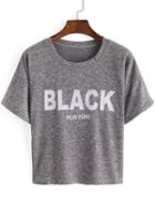 Shein Letters Print Grey T-shirt