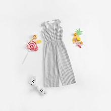 Shein Knot Shoulder Striped Jumpsuit