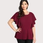 Shein Plus Ruffle Sleeve Zip Up Top