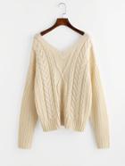Shein Double V Neck Mixed Knit Jumper