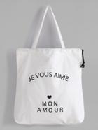 Shein White Slogan Print Drawstring Plain Canvas Tote Bag