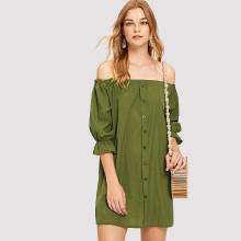 Shein Single Breasted Off Shoulder Dress