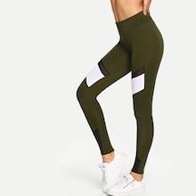 Shein Contrast Mesh Striped Skinny Leggings