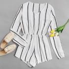 Shein Vertical Striped Button Front Romper