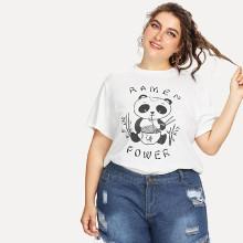 Shein Plus Panda Print Tee