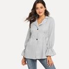 Shein Flared Sleeve Striped Coat