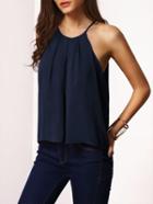 Shein Navy Spaghetti Strap Lace-up Cami Top