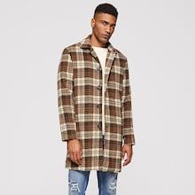 Shein Men Single Breasted Plaid Coat