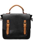 Shein Black Color Block Magnetic Buckle Tote Bag