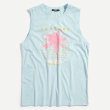 Shein Men Maple Leaf And Letter Print Shell Top
