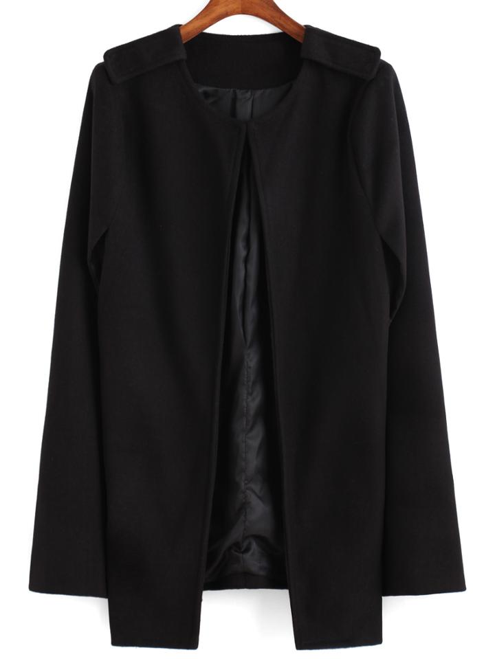 Shein Round Neck Woolen Cape Coat