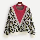 Shein Color-block Leopard Print Sweater