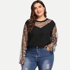 Shein Plus Embroidered Mesh Insert Top