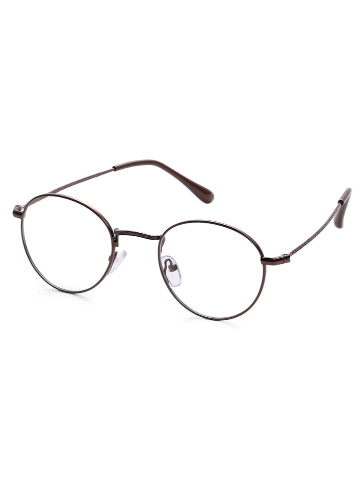 Shein Bronze Round Frame Clear Lens Glasses