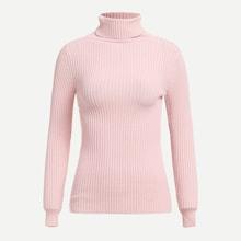 Shein High Neck Rib Knit Slim Fitted Sweater