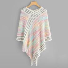 Shein Fringe Detail Striped Sweater