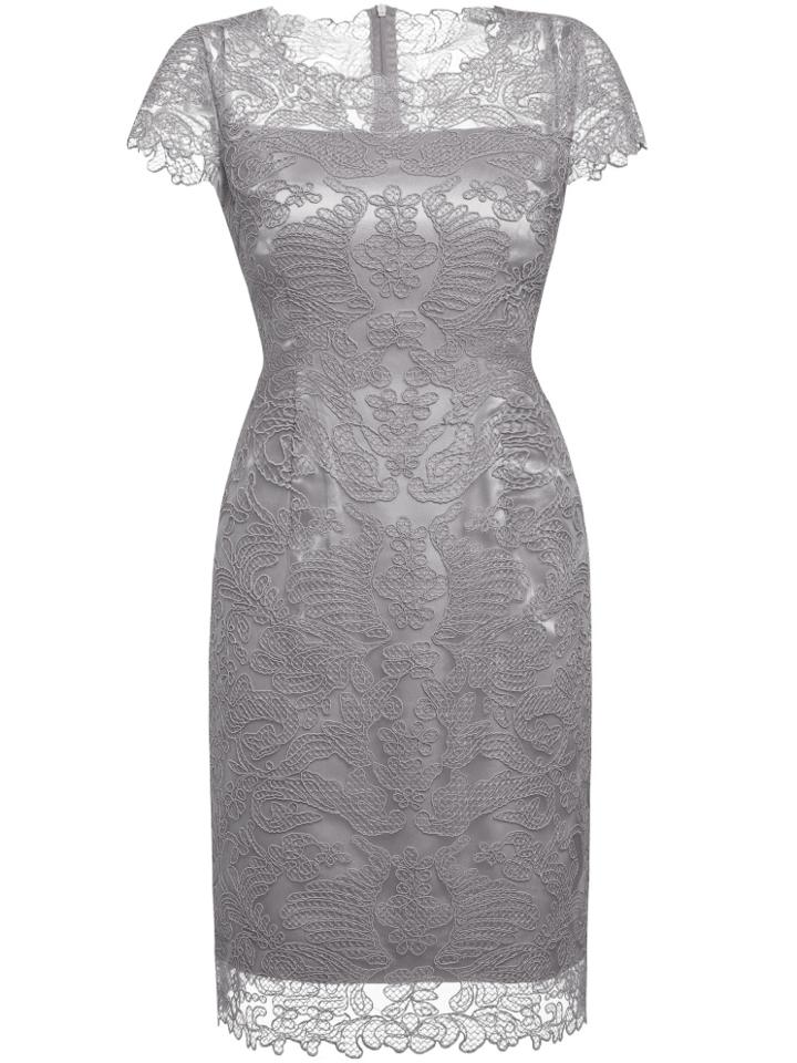 Shein Grey Gauze Disc Flowers Sheath Dress