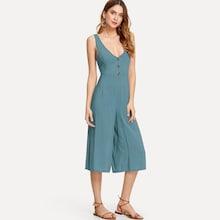 Shein Tie Back Button Detail Jumpsuit