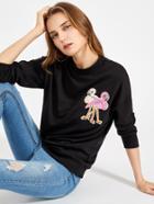 Shein Embroidered Flamingo Patch Drop Shoulder Sweatshirt