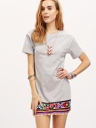 Shein Multicolor Short Sleeve Print T-shirt Dress