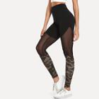 Shein Sheer Mesh Panel Colorblock Leggings