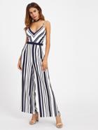 Shein Backless Crisscross Tie Detail Striped Jumpsuit