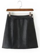 Shein Seam Detail Pu A Line Skirt