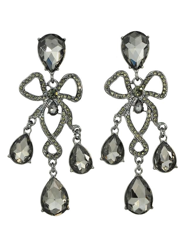 Shein Black Elegant Rhinestone Wedding Chandelier Earrings