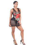 Shein Plunge Embroidered Patch Fishnet Dress With Panty
