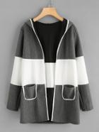 Shein Hooded Color Block Ribbed Coat