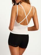 Shein White Criss Cross Backless Cami Top