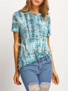 Shein Green Print Short Sleeve T-shirt