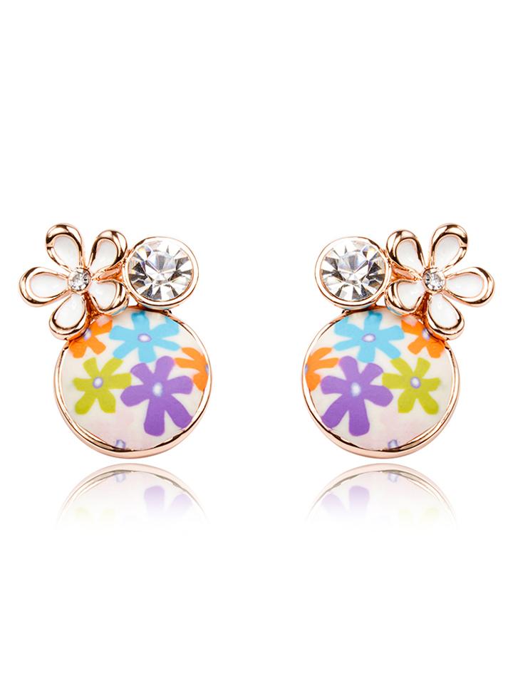 Shein Flower Pattern Crystal Earrings