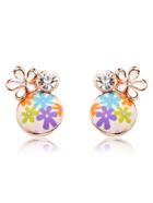 Shein Flower Pattern Crystal Earrings